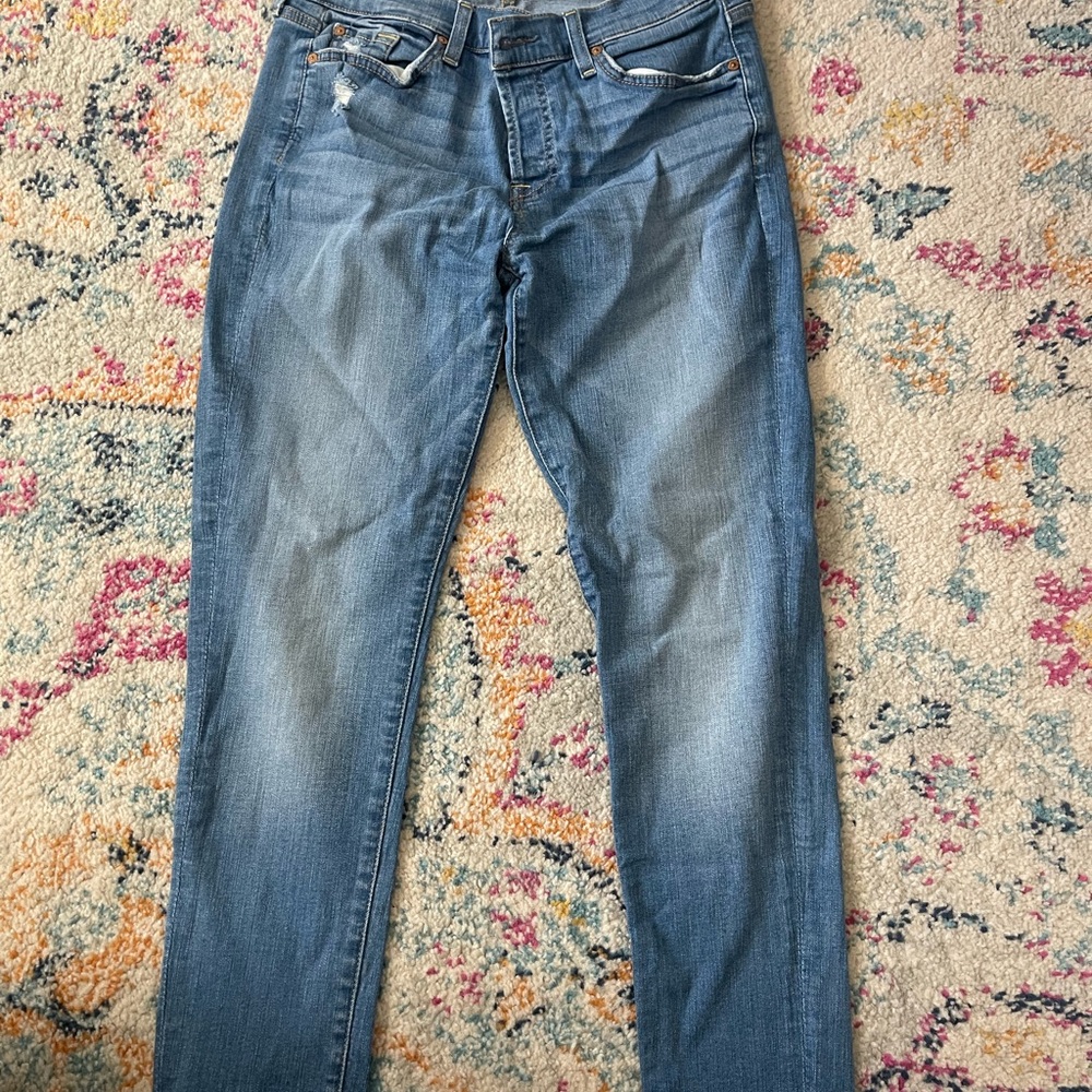 7 For All Mankind Light Blue Josefina Skinny Boyfriend Jeans